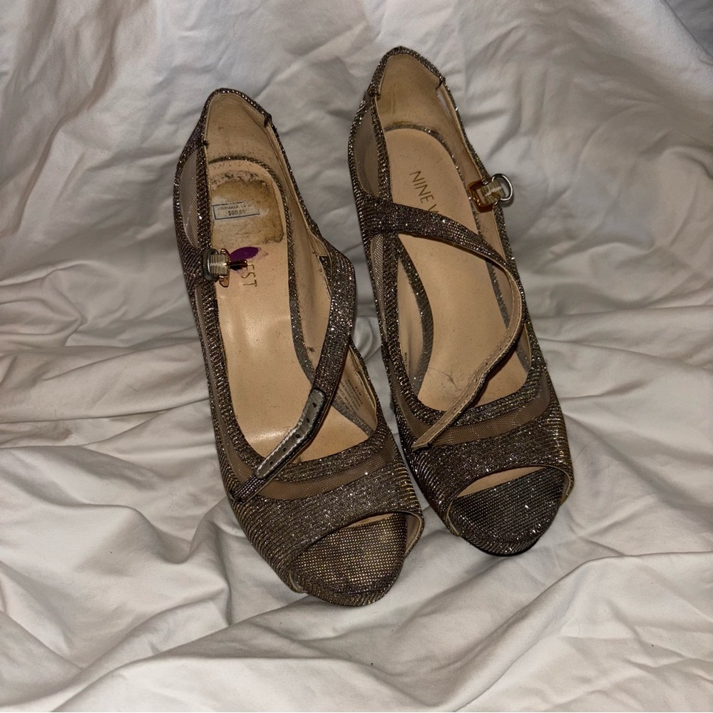 Nine West Metallic Brown Strappy Heels